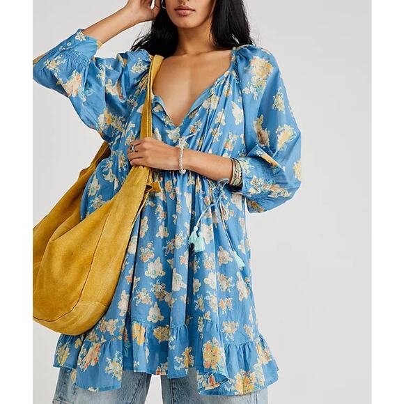 Free People Dresses & Skirts - Free People Camella Mini Dress Blue Size Large Summer Dress